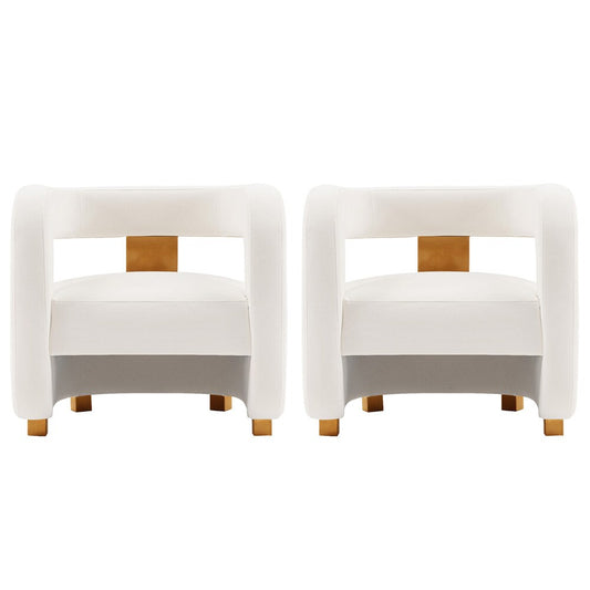 Manhattan Comfort - Amirah Velvet Accent Chair with Metal Legs in White - Set of 2 - 2-AC060-WH veiw 1