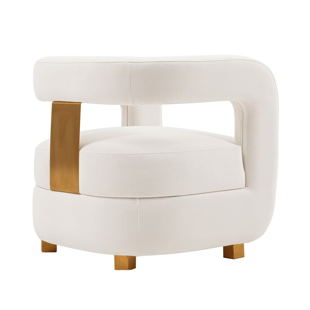 Manhattan Comfort - Amirah Velvet Accent Chair with Metal Legs in White - Set of 2 - 2-AC060-WH veiw 3
