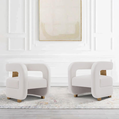 Manhattan Comfort - Amirah Velvet Accent Chair with Metal Legs in White - Set of 2 - 2-AC060-WH veiw 7