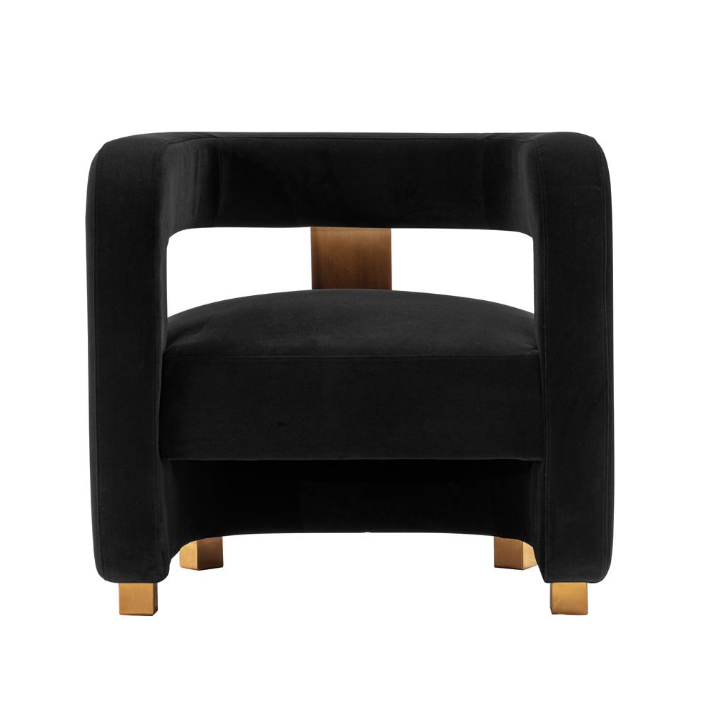 Manhattan Comfort - Amirah Velvet Accent Chair with Metal Legs in Black - AC060-BK veiw 1