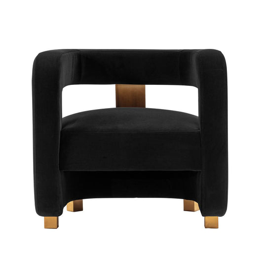 Manhattan Comfort - Amirah Velvet Accent Chair with Metal Legs in Black - AC060-BK veiw 1