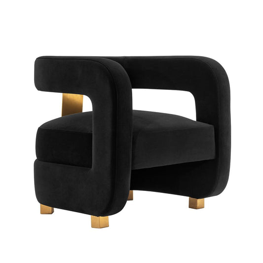 Manhattan Comfort - Amirah Velvet Accent Chair with Metal Legs in Black - AC060-BK veiw 2