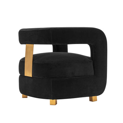Manhattan Comfort - Amirah Velvet Accent Chair with Metal Legs in Black - AC060-BK veiw 3