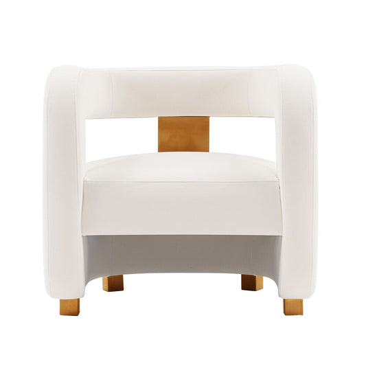 Manhattan Comfort - Amirah Velvet Accent Chair with Metal Legs in White - AC060-WH veiw 1