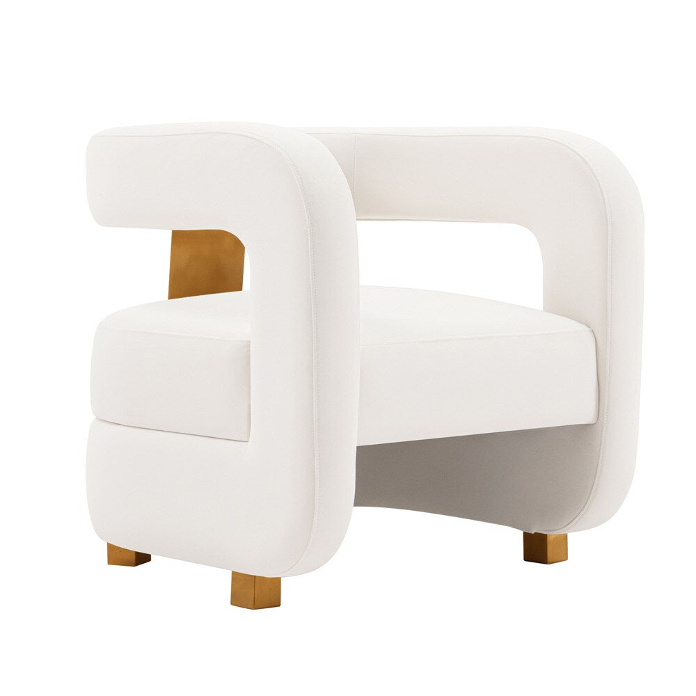 Manhattan Comfort - Amirah Velvet Accent Chair with Metal Legs in White - AC060-WH veiw 2
