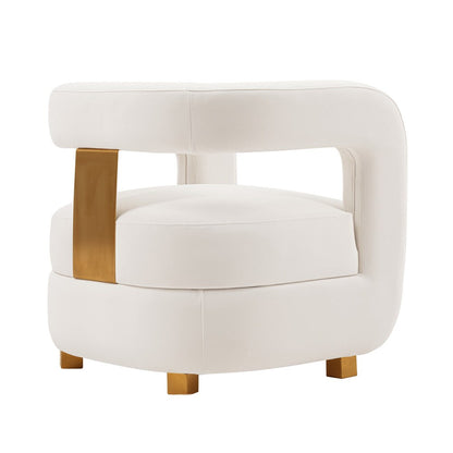 Manhattan Comfort - Amirah Velvet Accent Chair with Metal Legs in White - AC060-WH veiw 3