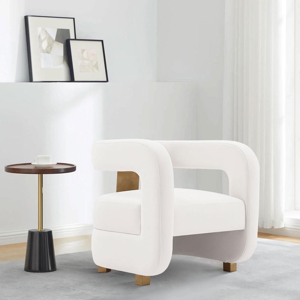 Manhattan Comfort - Amirah Velvet Accent Chair with Metal Legs in White - AC060-WH veiw 7
