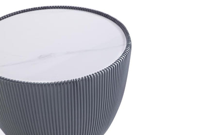 Manhattan Comfort - 2-Piece Anderson Leatherette Coffee Table and End Table 2.0 with Stainless Steel Legs in Cream Grey - 2-AT01-CRGY veiw 6