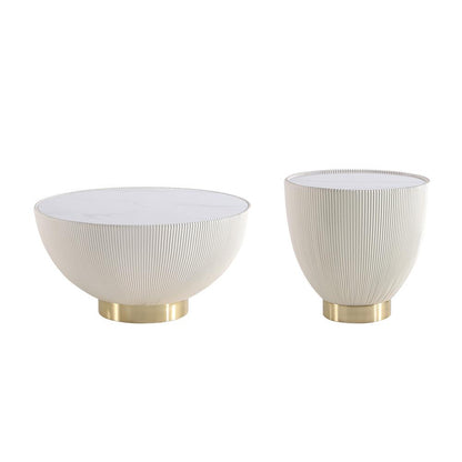 Manhattan Comfort - 2-Piece Anderson Leatherette Coffee Table and End Table 2.0 with Stainless Steel Legs in Cream - 2-AT01-CR veiw 1