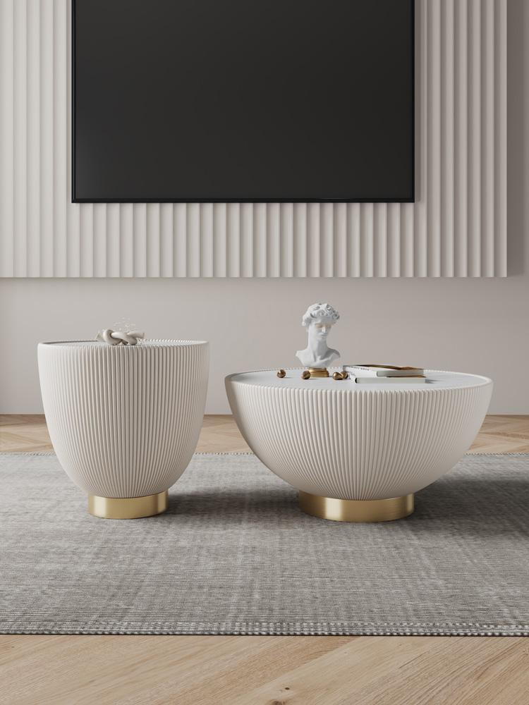 Manhattan Comfort - 2-Piece Anderson Leatherette Coffee Table and End Table 2.0 with Stainless Steel Legs in Cream - 2-AT01-CR veiw 10
