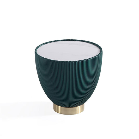 Manhattan Comfort - 2-Piece Anderson Leatherette Coffee Table and End Table 2.0 with Stainless Steel Legs in Green - 2-AT01-GR veiw 2