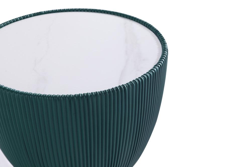 Manhattan Comfort - 2-Piece Anderson Leatherette Coffee Table and End Table 2.0 with Stainless Steel Legs in Green - 2-AT01-GR veiw 6