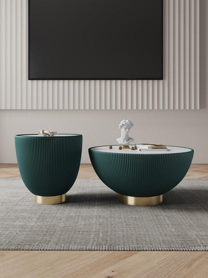 Manhattan Comfort - 2-Piece Anderson Leatherette Coffee Table and End Table 2.0 with Stainless Steel Legs in Green - 2-AT01-GR veiw 10