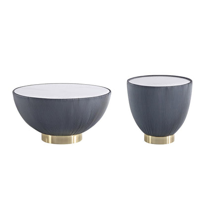 Manhattan Comfort - 2-Piece Anderson Leatherette Coffee Table and End Table 2.0 with Stainless Steel Legs in Grey - 2-AT01-GY veiw 1