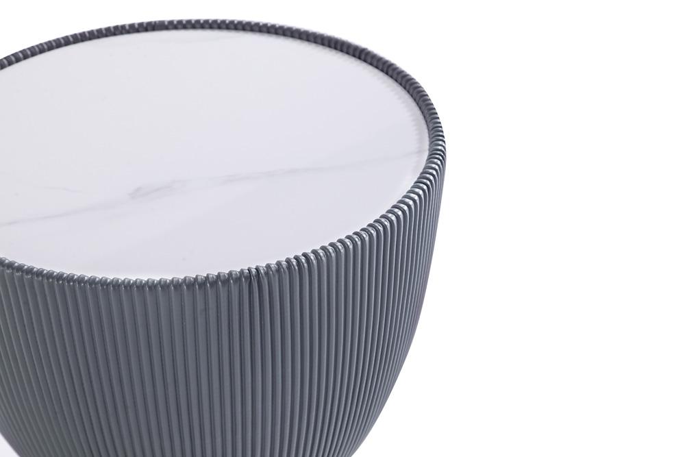 Manhattan Comfort - 2-Piece Anderson Leatherette Coffee Table and End Table 2.0 with Stainless Steel Legs in Grey - 2-AT01-GY veiw 5