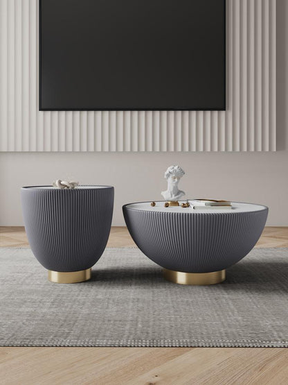 Manhattan Comfort - 2-Piece Anderson Leatherette Coffee Table and End Table 2.0 with Stainless Steel Legs in Grey - 2-AT01-GY veiw 10
