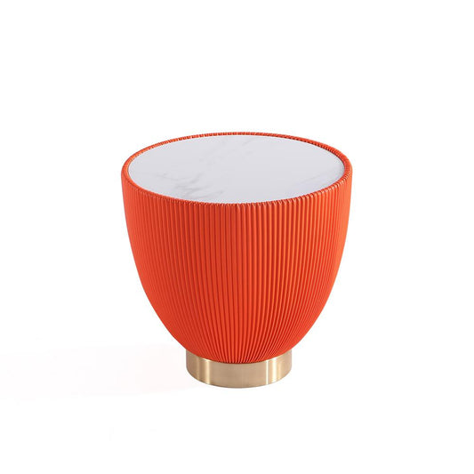 Manhattan Comfort - 2-Piece Anderson Leatherette Coffee Table and End Table 2.0 with Stainless Steel Legs in Orange - 2-AT01-OR veiw 2