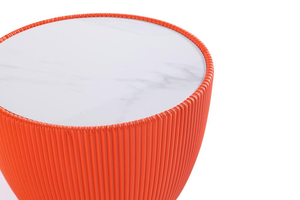 Manhattan Comfort - 2-Piece Anderson Leatherette Coffee Table and End Table 2.0 with Stainless Steel Legs in Orange - 2-AT01-OR veiw 6