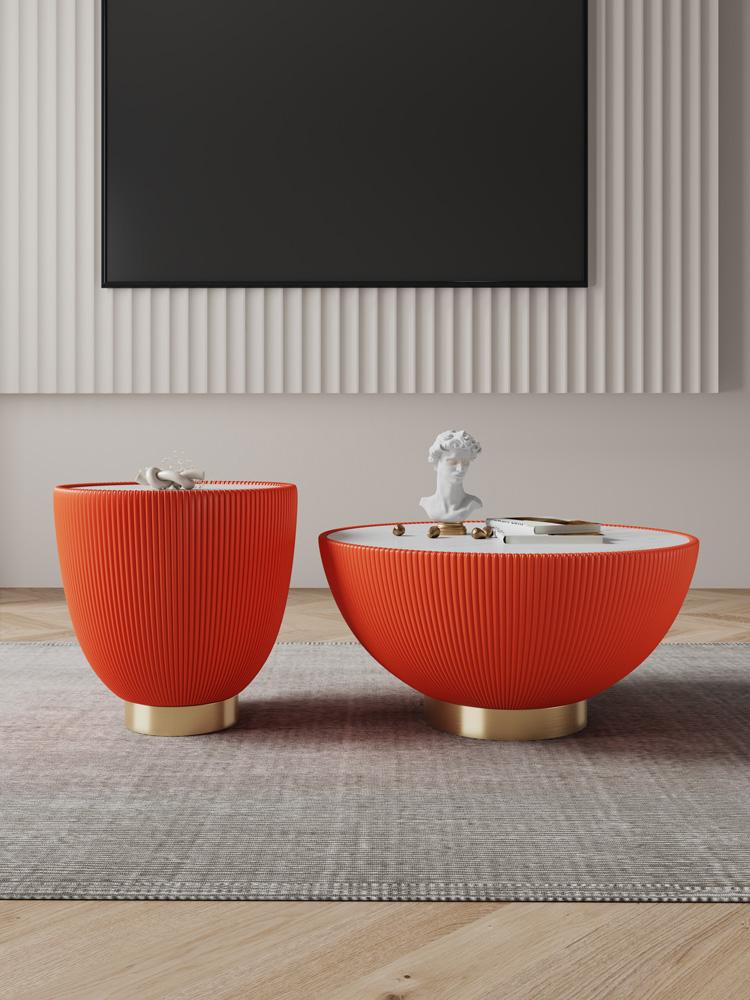 Manhattan Comfort - 2-Piece Anderson Leatherette Coffee Table and End Table 2.0 with Stainless Steel Legs in Orange - 2-AT01-OR veiw 10