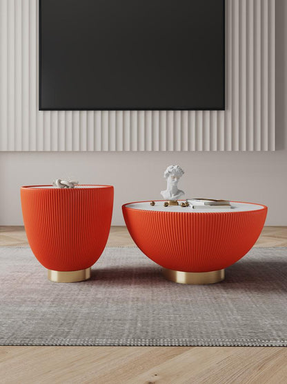 Manhattan Comfort - 2-Piece Anderson Leatherette Coffee Table and End Table 2.0 with Stainless Steel Legs in Orange - 2-AT01-OR veiw 10