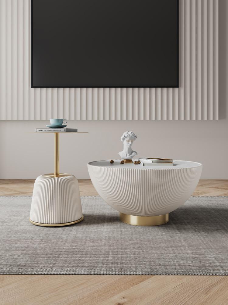 Manhattan Comfort - 2-Piece Anderson Leatherette Coffee Table and End Table 1.0 with Stainless Steel Legs in Cream - 2-AT02-CR veiw 12