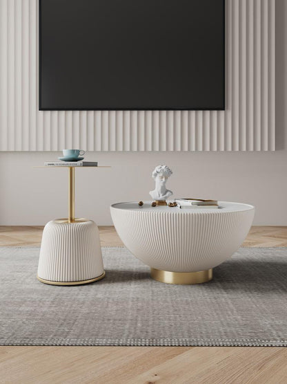 Manhattan Comfort - 2-Piece Anderson Leatherette Coffee Table and End Table 1.0 with Stainless Steel Legs in Cream - 2-AT02-CR veiw 12
