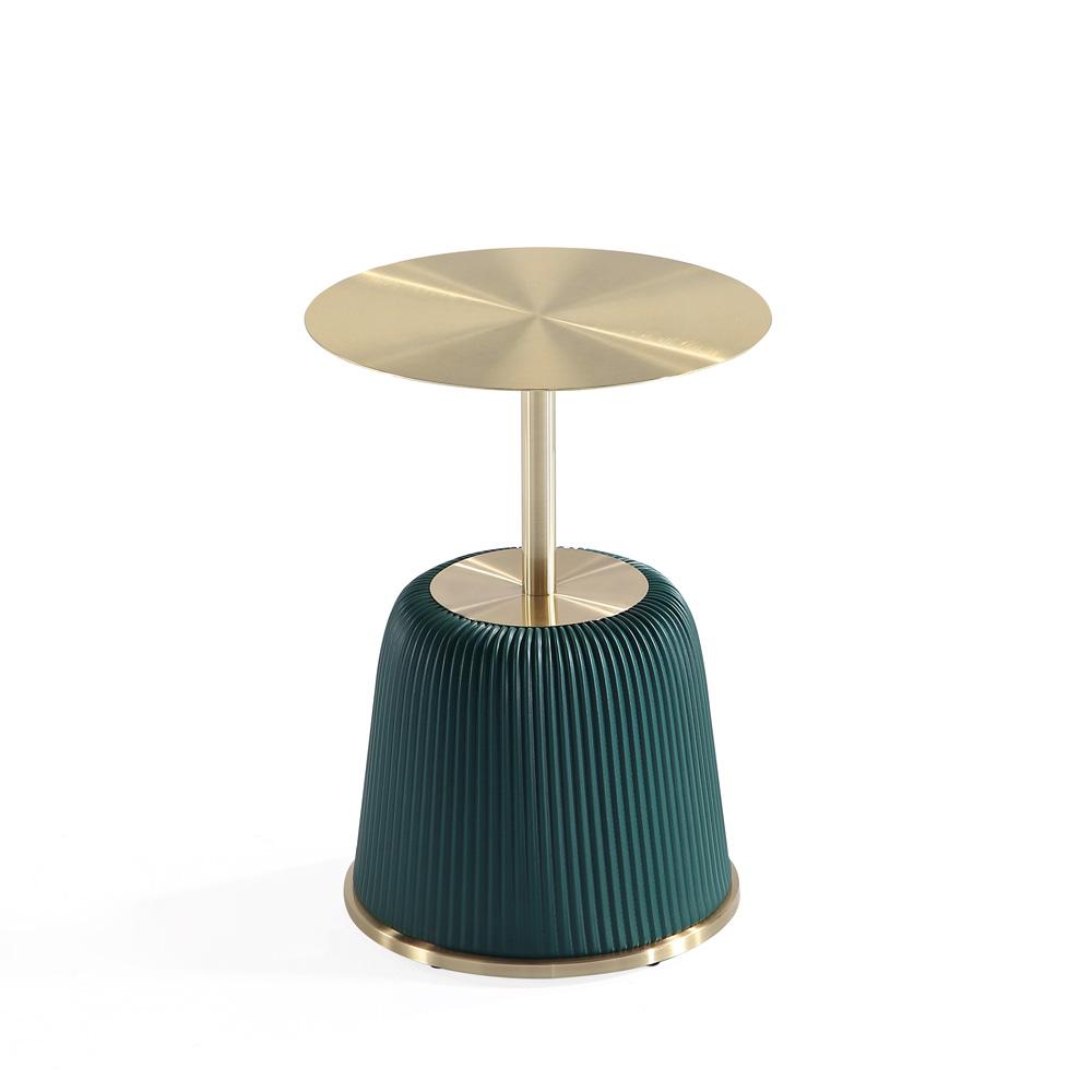 Manhattan Comfort - 2-Piece Anderson Leatherette Coffee Table and End Table 1.0 with Stainless Steel Legs in Green - 2-AT02-GR veiw 2