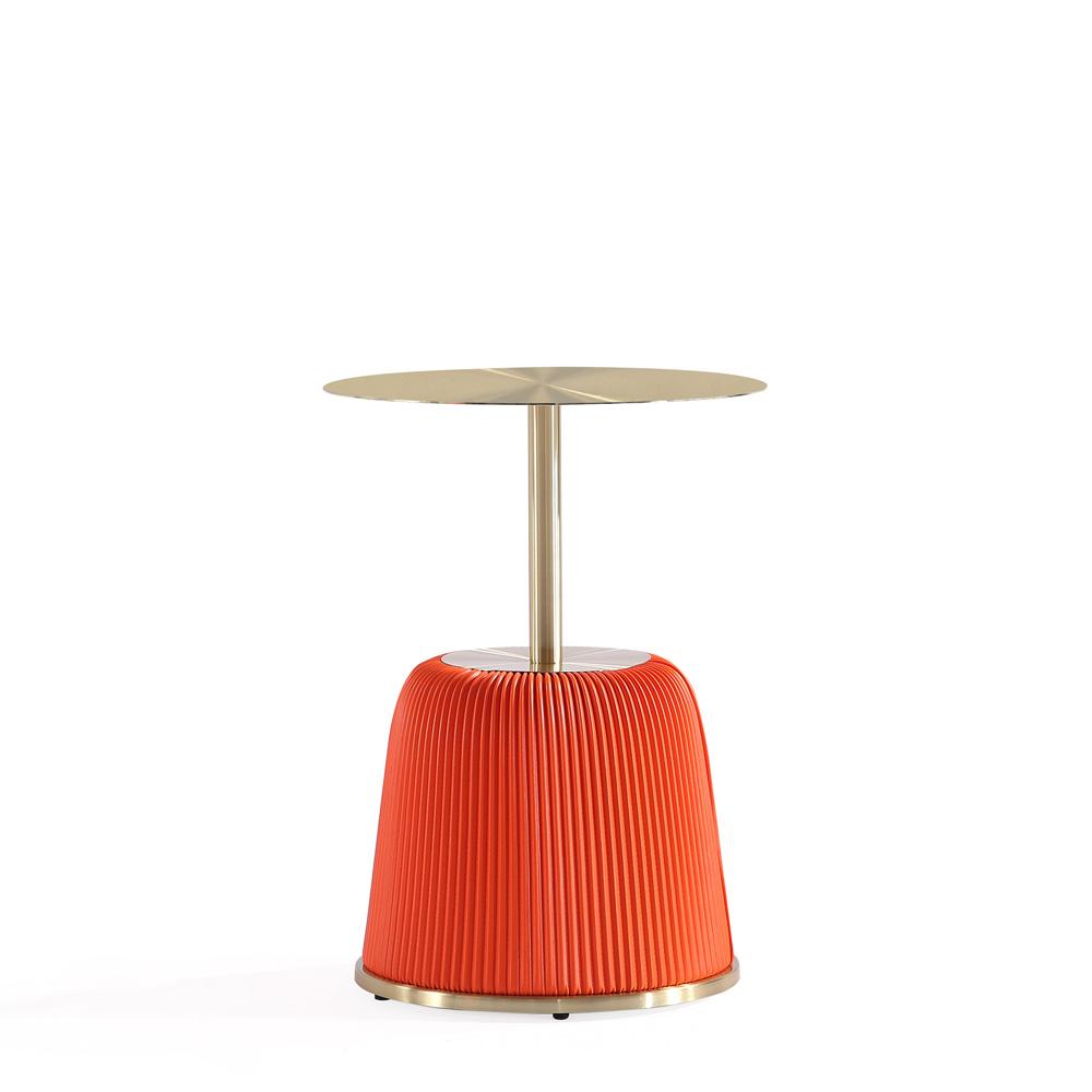 Manhattan Comfort - 2-Piece Anderson Leatherette Coffee Table and End Table 1.0 with Stainless Steel Legs in Orange - 2-AT02-OR veiw 4