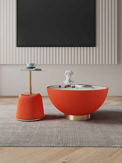 Manhattan Comfort - 2-Piece Anderson Leatherette Coffee Table and End Table 1.0 with Stainless Steel Legs in Orange - 2-AT02-OR veiw 12