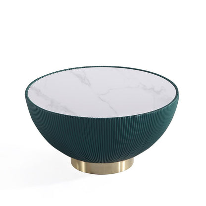 Manhattan Comfort - 3-Piece Anderson Leatherette Coffee Table, End Table 1.0, and End Table 2.0 with Stainless Steel Legs in Green - 3-AT01-GR veiw 2