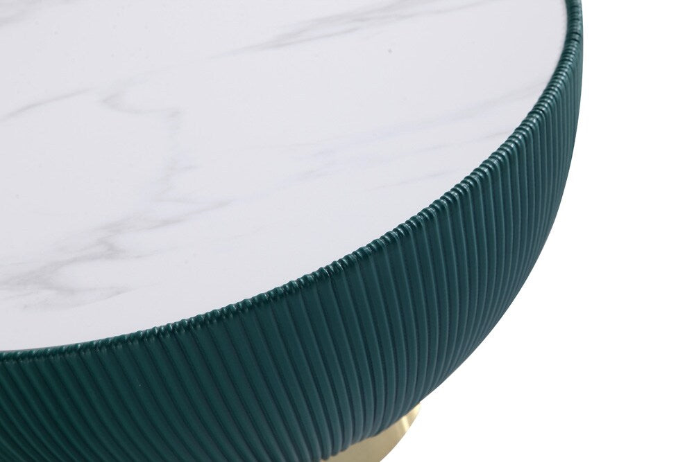 Manhattan Comfort - 3-Piece Anderson Leatherette Coffee Table, End Table 1.0, and End Table 2.0 with Stainless Steel Legs in Green - 3-AT01-GR veiw 8