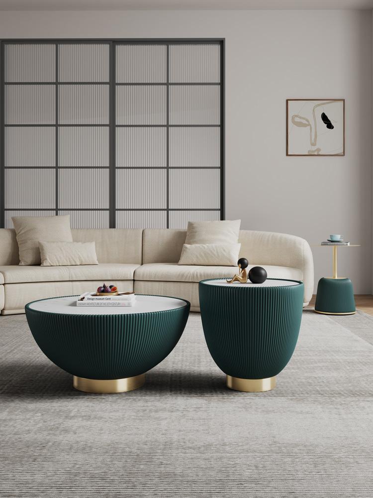 Manhattan Comfort - 3-Piece Anderson Leatherette Coffee Table, End Table 1.0, and End Table 2.0 with Stainless Steel Legs in Green - 3-AT01-GR veiw 11