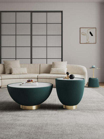 Manhattan Comfort - 3-Piece Anderson Leatherette Coffee Table, End Table 1.0, and End Table 2.0 with Stainless Steel Legs in Green - 3-AT01-GR veiw 11