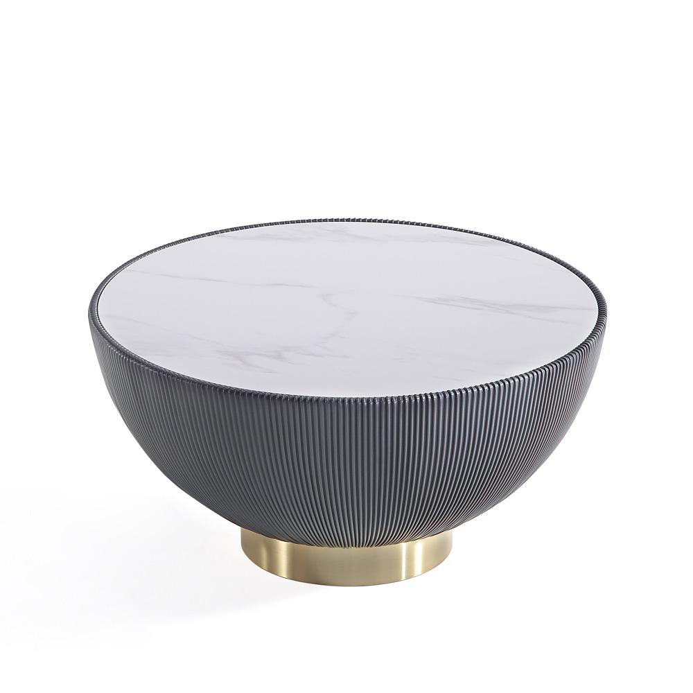 Manhattan Comfort - 3-Piece Anderson Leatherette Coffee Table, End Table 1.0, and End Table 2.0 with Stainless Steel Legs in Grey - 3-AT01-GY veiw 2