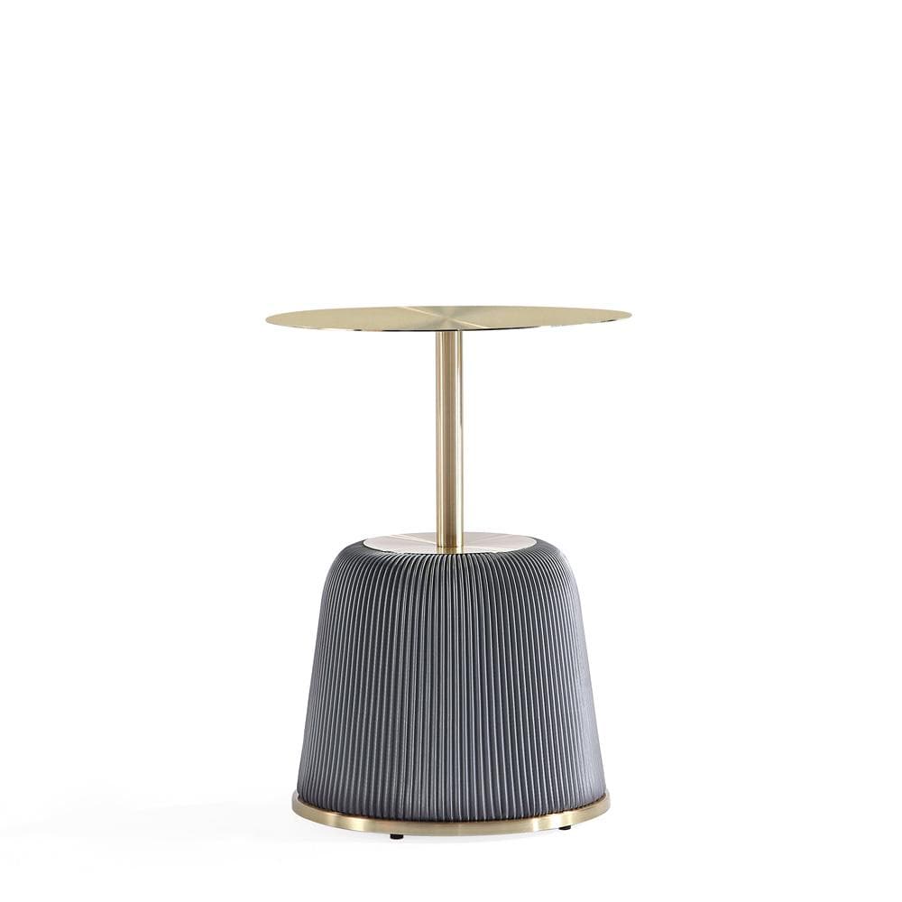 Manhattan Comfort - 3-Piece Anderson Leatherette Coffee Table, End Table 1.0, and End Table 2.0 with Stainless Steel Legs in Grey - 3-AT01-GY veiw 4