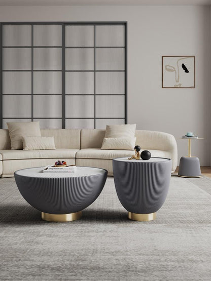Manhattan Comfort - 3-Piece Anderson Leatherette Coffee Table, End Table 1.0, and End Table 2.0 with Stainless Steel Legs in Grey - 3-AT01-GY veiw 11