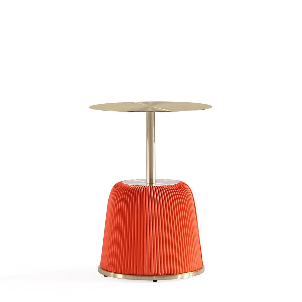 Manhattan Comfort - 3-Piece Anderson Leatherette Coffee Table, End Table 1.0, and End Table 2.0 with Stainless Steel Legs in Orange - 3-AT01-OR veiw 4