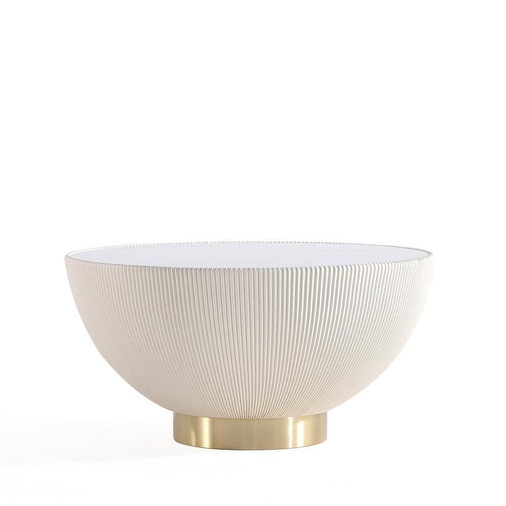 Manhattan Comfort - Anderson Leatherette Coffee Table with Stainless Steel Legs in Cream - CT012-CR veiw 2