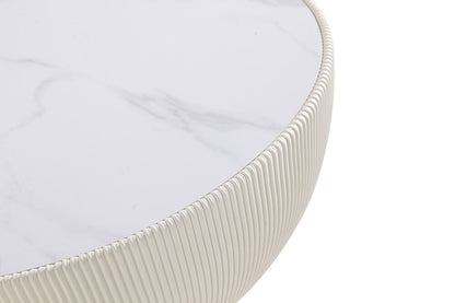 Manhattan Comfort - Anderson Leatherette Coffee Table with Stainless Steel Legs in Cream - CT012-CR veiw 4