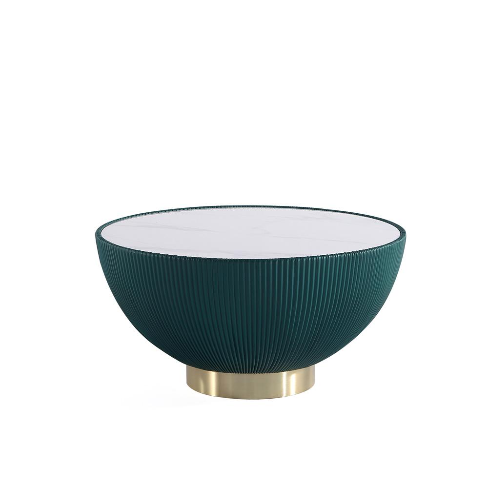 Manhattan Comfort - Anderson Leatherette Coffee Table with Stainless Steel Legs in Green - CT012-GR veiw 1