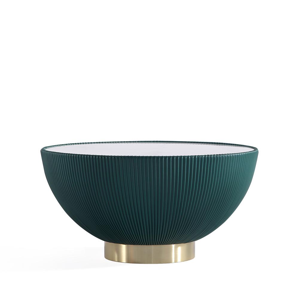 Manhattan Comfort - Anderson Leatherette Coffee Table with Stainless Steel Legs in Green - CT012-GR veiw 2
