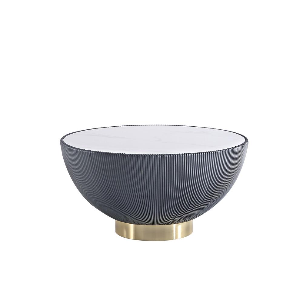 Manhattan Comfort - Anderson Leatherette Coffee Table with Stainless Steel Legs in Grey - CT012-GY veiw 1
