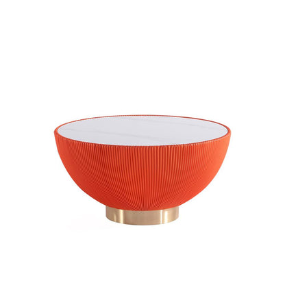 Manhattan Comfort - Anderson Leatherette Coffee Table with Stainless Steel Legs in Orange - CT012-OR veiw 1