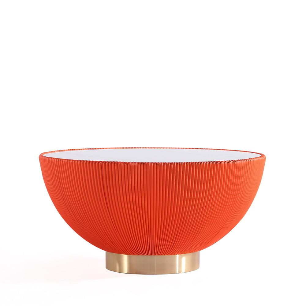 Manhattan Comfort - Anderson Leatherette Coffee Table with Stainless Steel Legs in Orange - CT012-OR veiw 2