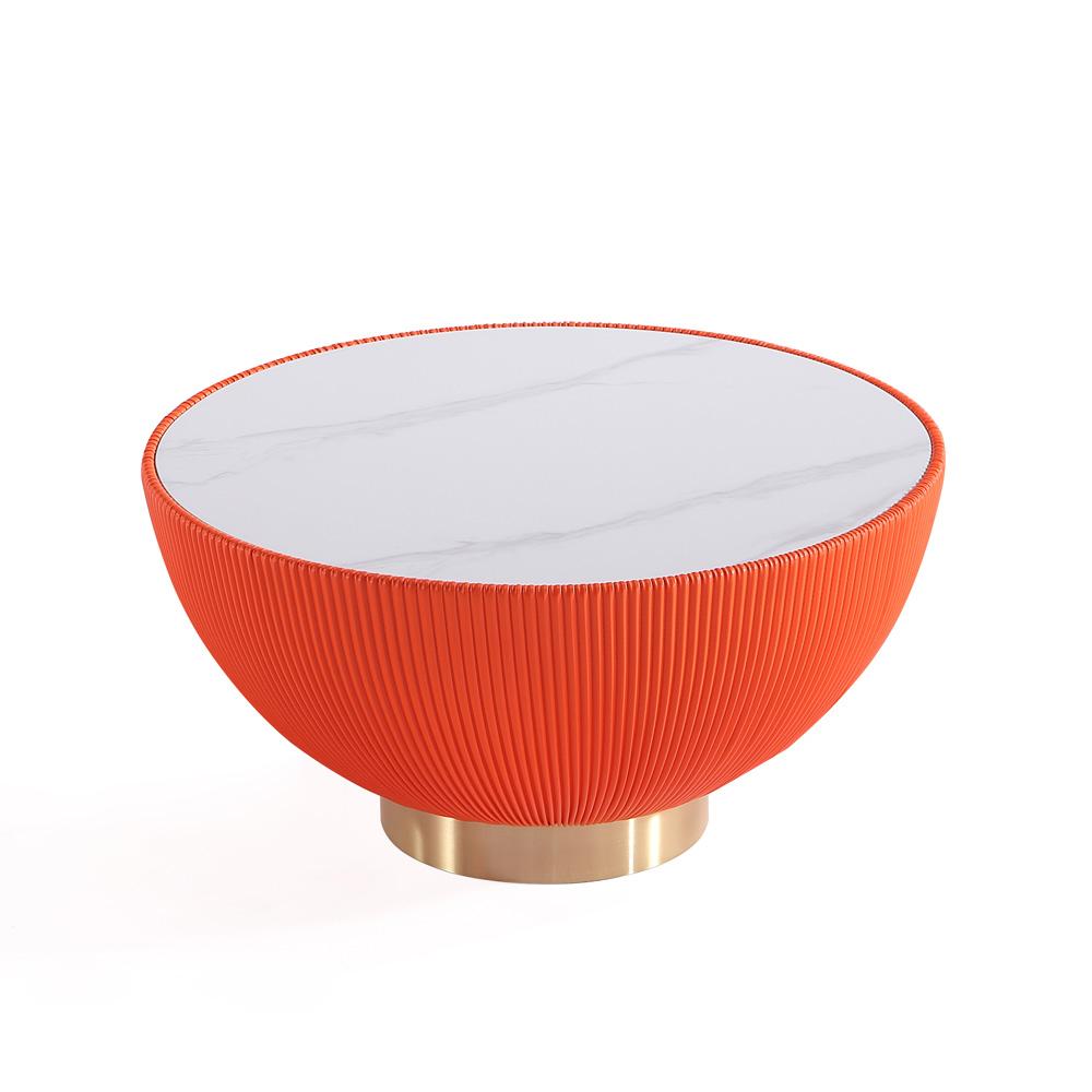 Manhattan Comfort - Anderson Leatherette Coffee Table with Stainless Steel Legs in Orange - CT012-OR veiw 3