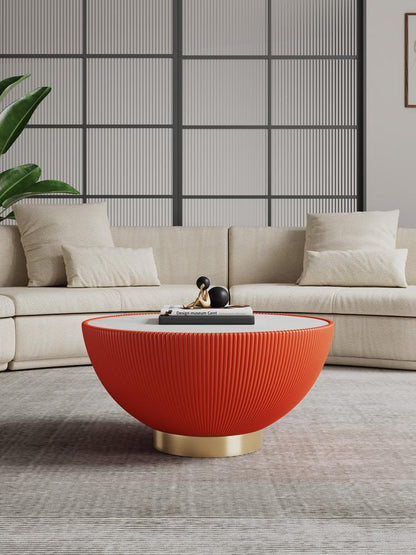 Manhattan Comfort - Anderson Leatherette Coffee Table with Stainless Steel Legs in Orange - CT012-OR veiw 7
