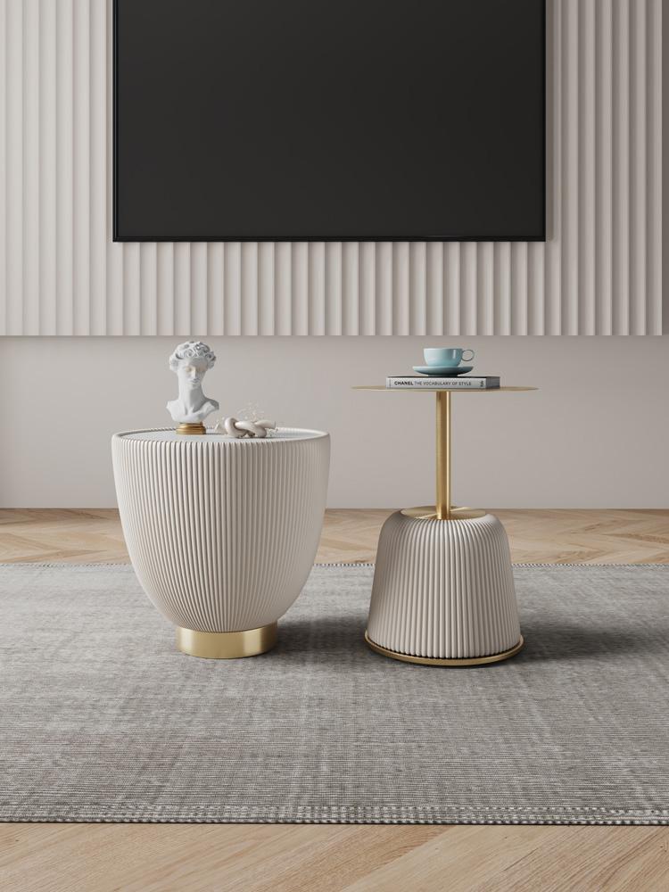 Manhattan Comfort - 2-Piece Anderson Leatherette End Table 1.0 and End Table 2.0 with Stainless Steel Legs in Cream - 2-AT03-CR veiw 10