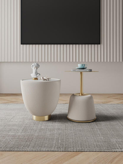 Manhattan Comfort - 2-Piece Anderson Leatherette End Table 1.0 and End Table 2.0 with Stainless Steel Legs in Cream - 2-AT03-CR veiw 10