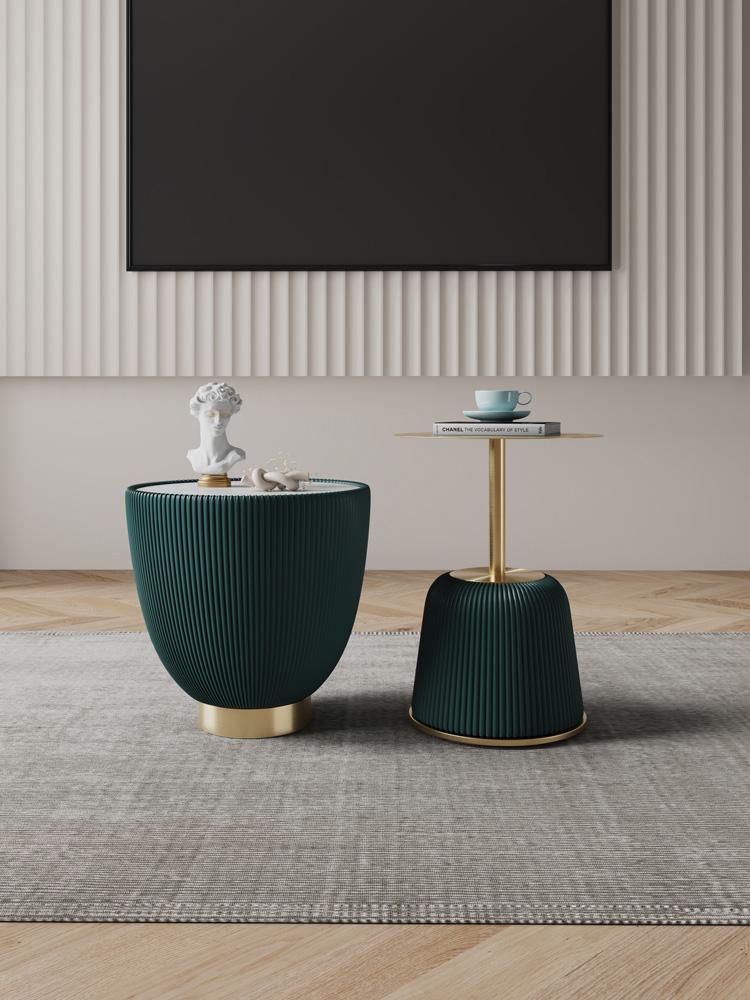Manhattan Comfort - 2-Piece Anderson Leatherette End Table 1.0 and End Table 2.0 with Stainless Steel Legs in Green - 2-AT03-GR veiw 10