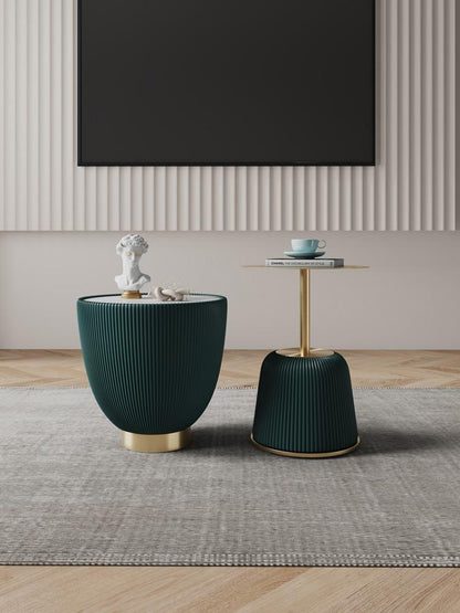 Manhattan Comfort - 2-Piece Anderson Leatherette End Table 1.0 and End Table 2.0 with Stainless Steel Legs in Green - 2-AT03-GR veiw 10